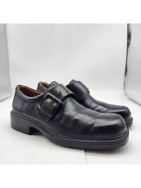 Ecco Black Leather Monk Strap Oxford Dress shoes sz 42 8-8.5